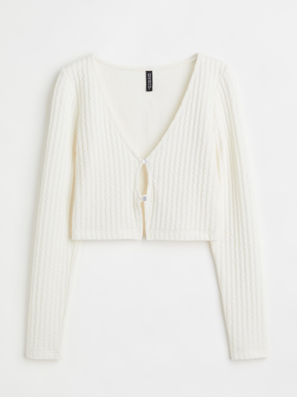 H&M Cream Ribbed Cropped Cardigan (size XS)